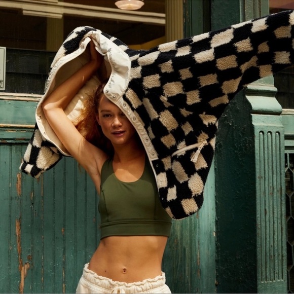 Free People Jackets & Blazers - Free People Movement | Hit The Slopes Checkered Fleece Jacket | Small